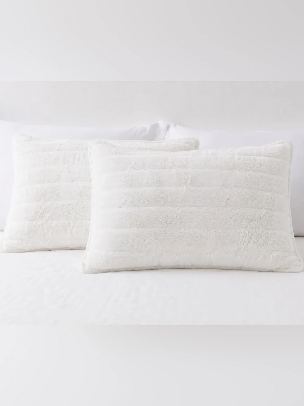 White Faux Fur Standard Pillow Shams Set of 2